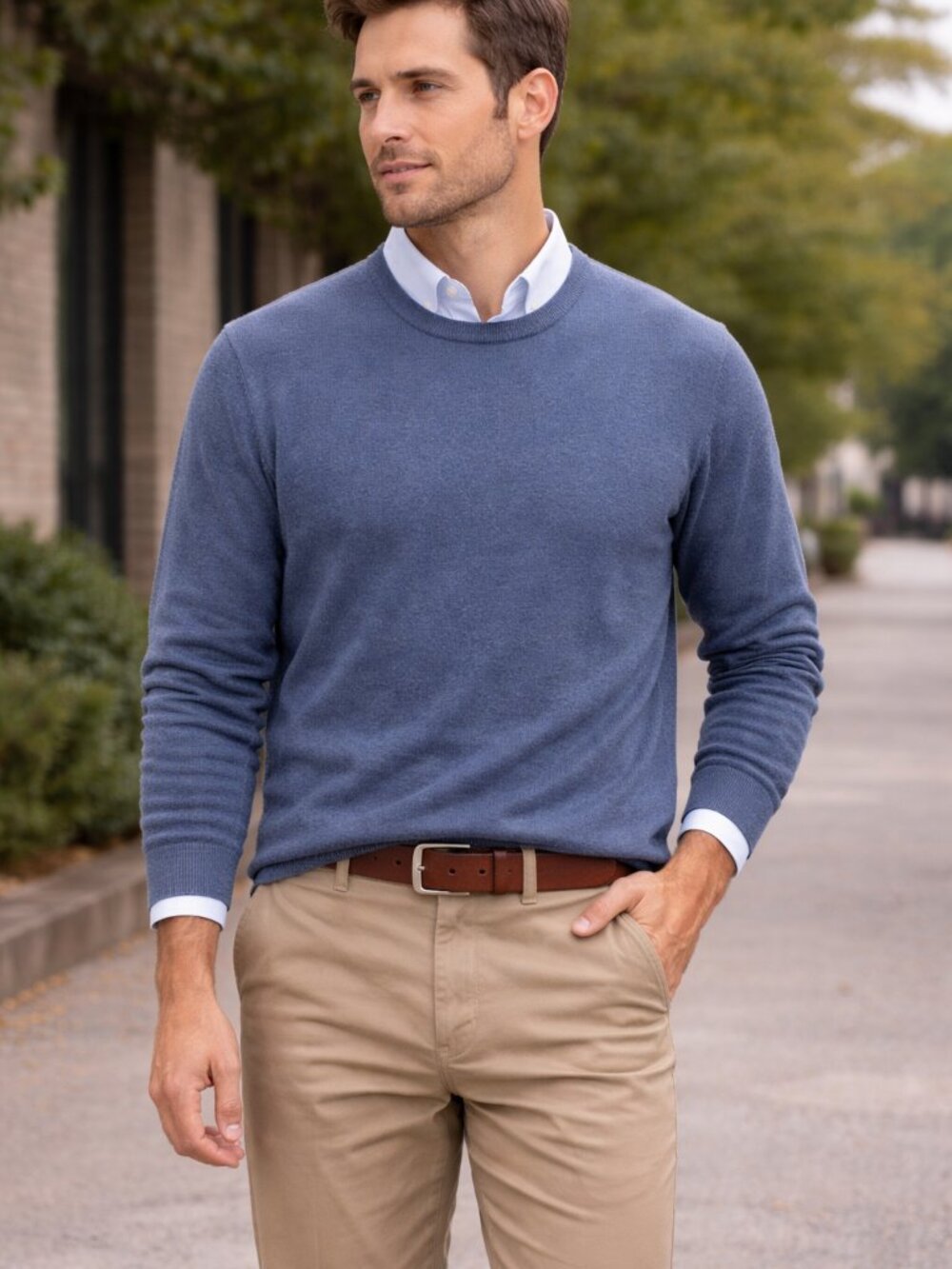 J.Crew Mens‎ Cotton Crewneck Sweater Blue H6060 Small NWT
